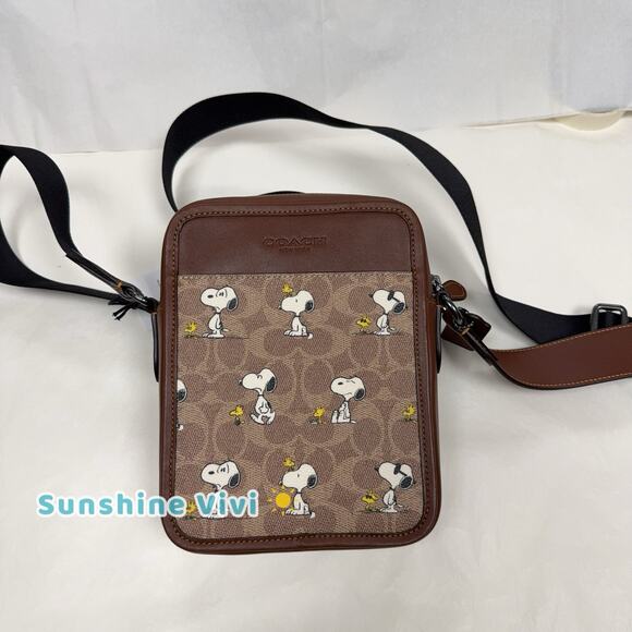 Coach X CBK48 Peanuts Sullivan Crossbody Bag Signature Canvas With Snoopy Print - Picture 1 of 6